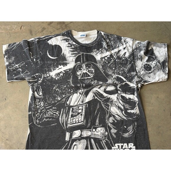 Vintage Star Wars Darth Vader Front AOP Death Star Size XL Short Sleeve Shirt - Picture 6 of 7